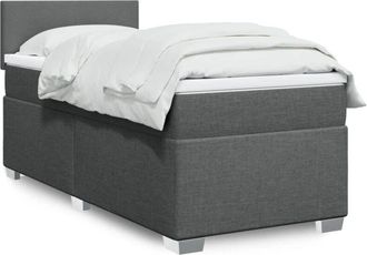 vidaXL Cama Box Spring Con Colch&oacute;n Tela Gris Oscuro 80x200 Cm Vidaxl