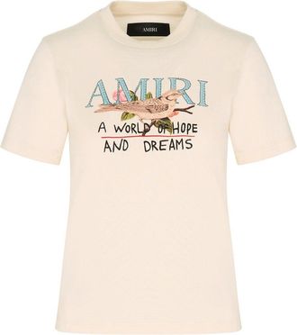 Amiri WOMENS HOPE AND DREAMS T SHIRT Size: L, colour: BEIGE