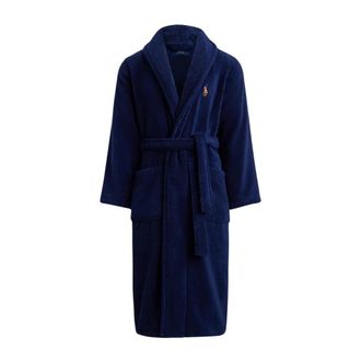 Polo Ralph Lauren Cotton Terry Long Newport Robe - Heren - Badjassen - Blauw - S - Katoen - Nachtkleding
