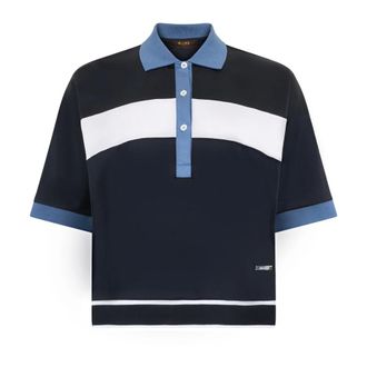 Moorer Polo Shirts, female, Blue, Size: L Cotton Polo Shirt