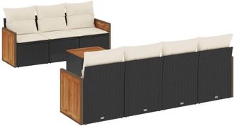 vidaXL Set De Sof&aacute;s De Jard&iacute;n 8 Piezas Y Cojines Rat&aacute;n Sint&eacute;tico Negro Vidaxl