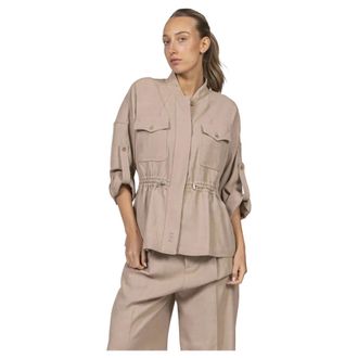 Fay Light Jackets, female, Beige, Size: L Flap Pocket Jacket