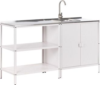 Beliani 2 Piece Outdoor Kitchen Set with Sink VILAMA Metal White