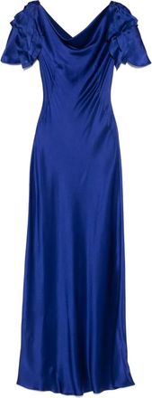 Alberta Ferretti Abito lungo in raso - Blu