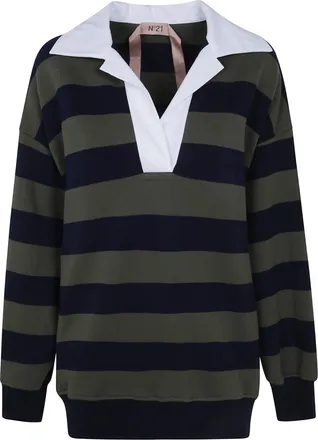 N&deg;21 Sweatshirt Striped Polo Neck
