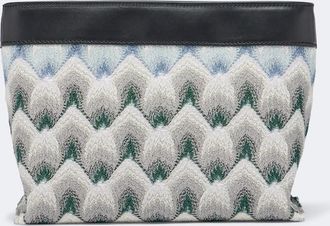 Missoni Mini leather-trimmed lam&eacute; pouch