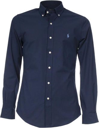 Polo Ralph Lauren Slim-fit katoenen overhemd met button-down kraag - Heren - Casual Overhemden - Blauw - S - Katoen - Overhemden