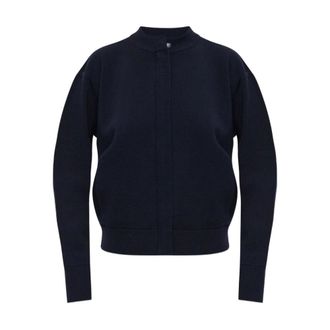 Max Mara High Neck Zip Front Cardigan - female - Max Mara - Cardigans - Blue - L - Knitwear