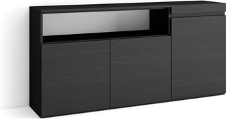 Skraut Home Skraut Home - Aparadores Para Sal&oacute;n, Gran Capacidad De Almacenaje, 150x75x35cm, 3 Puertas, Armario, Zapatero, Estilo Moderno, Negro