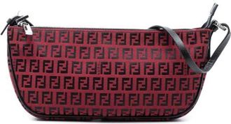 Fendi Pre-owned Shoulder Bags, female, Red, Size: ONE SIZE Pre-owned Canvas Shoulder Bag