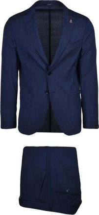 Paoloni Giacca stondata - Heren - Business pakken - Blauw - S - Leer - Kostuums