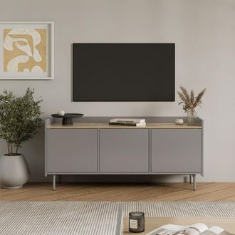 Vicco Mobile tv Velina, Grigio/quercia, 140 x 63 cm con 3 porte, Vicco
