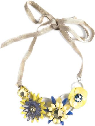 Marina Fossati Margaret floral-embellishment necklace - women - Crystal/Satin/Plastic - One Size - Yellow