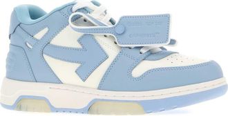 Off-white Womens Two-Tone Leather Out Of Office Sneakers White-Light Blue White/light