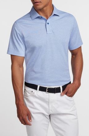 David Donahue Connery Cotton Polo in Tidal Blue at Nordstrom, Size Xx-Large