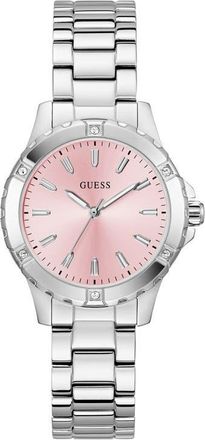 Guess Crystal Bezel Bracelet Watch, 35mm in Pink at Nordstrom
