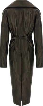 Rick Owens Womens Black Lamb Leather Coat Clothing
