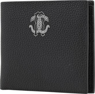 Roberto Cavalli Mens Black Leather RC Logo Bifold Wallet