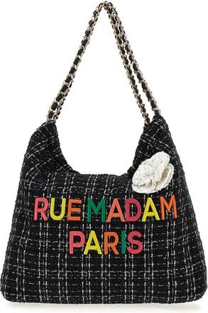 Rue Madam Multicolor Tweed Shoppingtas met Geborduurd Logo - Dames - Shoppers - Zwart - ONE Size - Tweed - Tassen