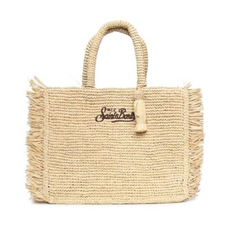 MC2 Saint Barth Colette Raffia Bag With Side Fringes - female - MC2 Saint Barth - Shopping Bags - Beige - ONE SIZE - Bags