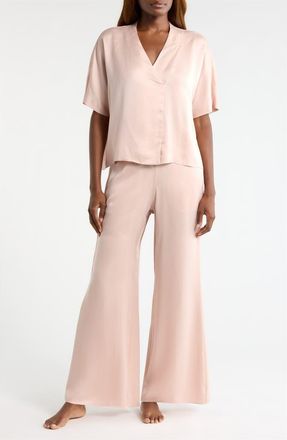 Lunya Washable Silk Crossover Pajamas in Delicate Pink at Nordstrom, Size X-Small