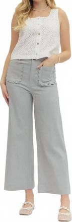 Entro Solid Wide Leg Scallop Pocket Pants In Dusty
