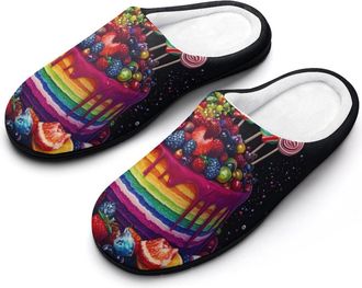 Generic Colorful Birthday Cake Mens Slippers Comfortable And Non-slip Cotton Slipper Shoe for House