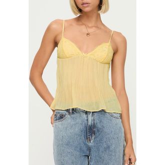 Princess Polly Zami Lace Trim Semisheer Camisole in Yellow at Nordstrom Rack, Size 10
