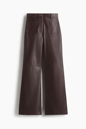 H&M Ausgestellte Hose mit Coating - Weinrot