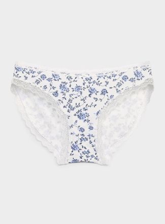 Miiyu Womens Scalloped lace-trim bikini panty Organic cotton