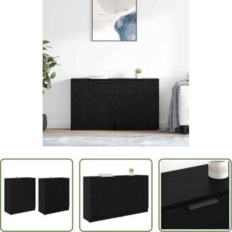 vidaXL Credenza moderna - Sideboards 2 pcs Rovere Nero 60 x 30 x 70 cm Legno multistrato