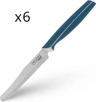 Pedrini Set 6 coltelli tavola blu avio Pedrini Master