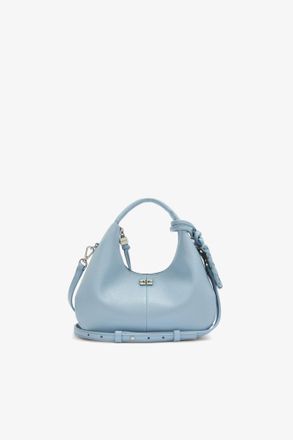 Ganni Blue Mini Hobo Bag in