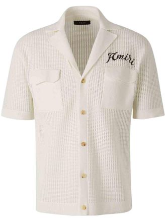 Amiri logo-embroidered shirt - men - Cotton - L - Neutrals