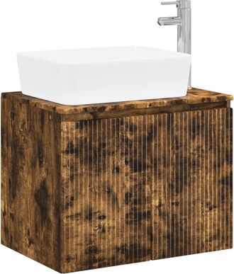 vidaXL Juego De Muebles De Ba&ntilde;o Roble Ahumado Madera De Ingenier&iacute;a Vidaxl