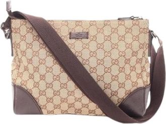 Gucci Pre-owned GG Canvas Leather Shoulder Bag - Dames - Vintage Schoudertas - Beige - ONE Size - Leer - Vintage
