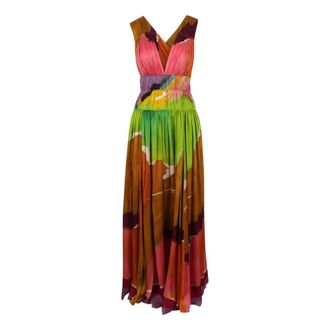 Ulla Johnson Maxi Dresses, female, Multicolor, Size: M Long satin dress with crossover back