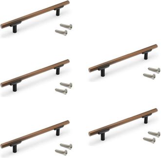 Emuca Emuca Lote De 5 Tiradores Para Mueble Riad, L168mm, Intereje 128mm, Aluminio, Bronce