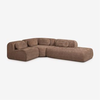 Sklum Sof&aacute; Modular Rinconera De 3 Piezas Con Div&aacute;n Derecho En Chenilla Envasado Al Vac&iacute;o Merida Sklum