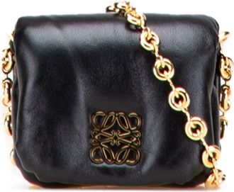 Loewe Pre-owned Womens Chain Handle Leather Bag - Black - One Size