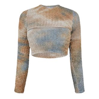 Off-white Off White Dames/Dames Tie Dye Cut Out Crop Top (Beige)