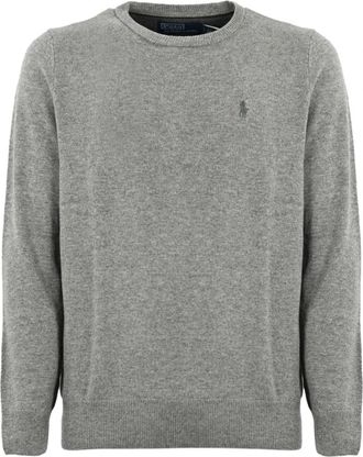 Polo Ralph Lauren Grijze Wollen Trui Lange Mouw Ronde Hals - Heren - Ronde hals truien - Grijs - M - Wol - Truien & Vesten