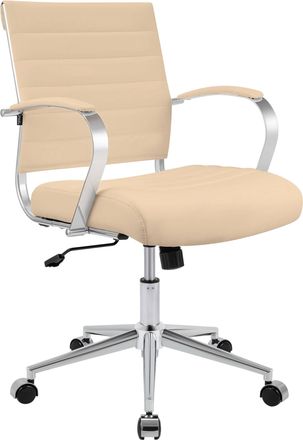 Clp Silla De Oficina Oakland Cuero Aut&eacute;ntico Crema