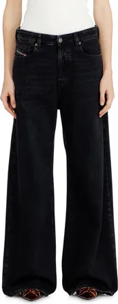 Diesel Relaxed Jeans Low Waist 1996 D-Sire, Black/Dark grey, Button fly
