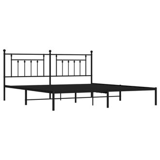 Berkfield Home Metal Bed Frame with Headboard Black 200x200 cm
