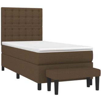 vidaXL Vidaxl - Cama Box Spring Con Colch&oacute;n Tela Marr&oacute;n Oscuro 90x190 Cm