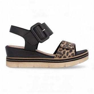 Remonte D2l53-03 Womens Wedge Sandals Black Leather - Size UK 6.5