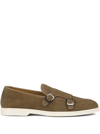Doucal's suede double-buckle monk shoes - Brown