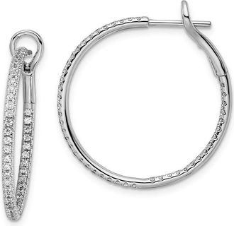 Diamond2Deal 14k Gold 3/4 ct Lab Grown Diamond In & Out Hoop Earrings VS Clarity, G-H Color