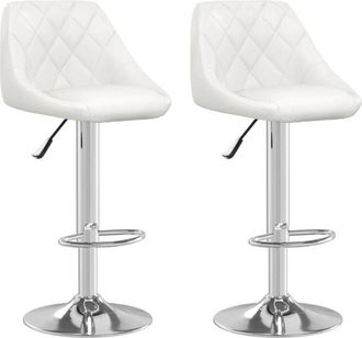 vidaXL Bar Stools 2 pcs White Faux Leather Vidaxl